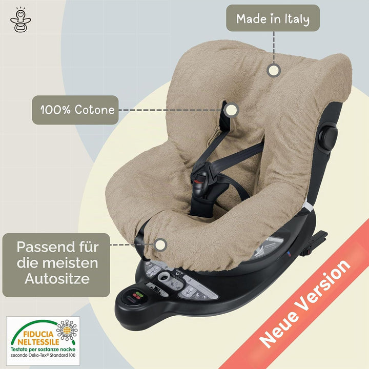 Babysanity® Weicher Universaler Autositzbezug 0/18 Aus Doppelter 100% Baumwollfrottee – Waschbarer S