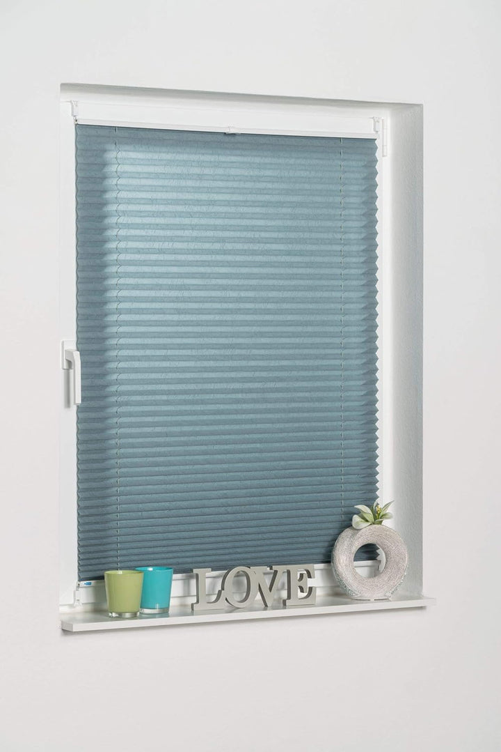 K-home Klemmfix-Plissee Petrol 110 x 130 cm (B x L) Lichtschutz +++ Moderne Crushed Optik +++ 110 x