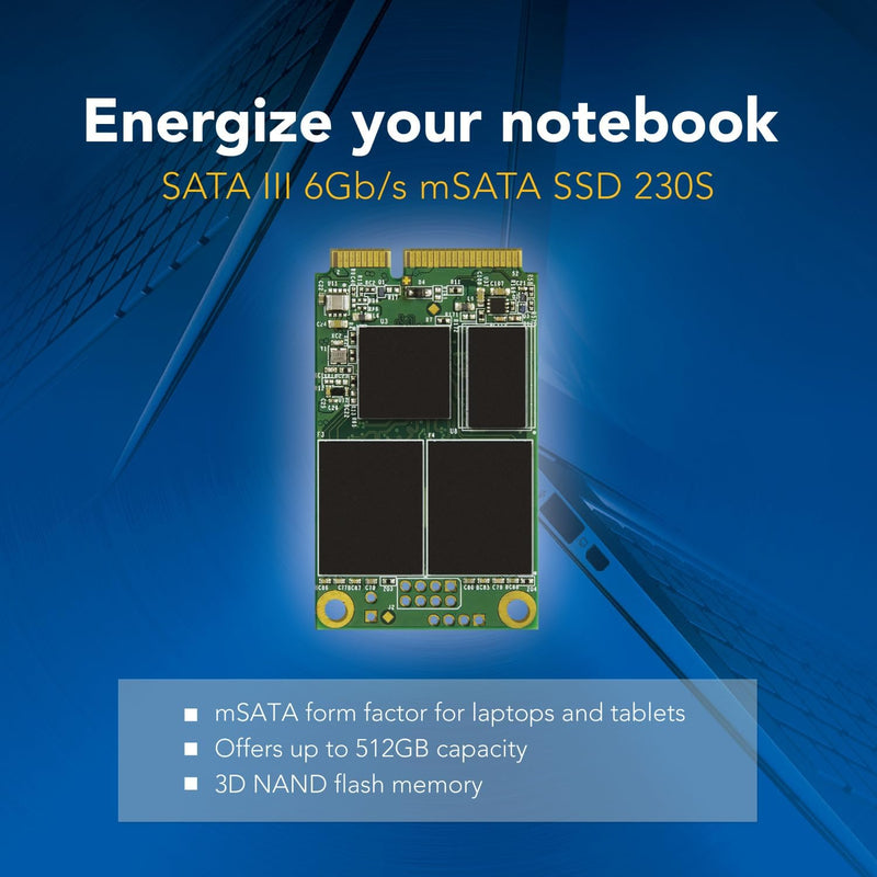 Transcend MSA230S 512 GB SATA III 6 Gb/s mSATA Internal Solid State Drive (SSD) 3D TLC NAND (TS512GM