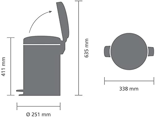 Brabantia 113604 Treteimer mit Inneneimer aus Kunststoff, stahl, Matt Stahl, 12 Liter Matt Stahl 12