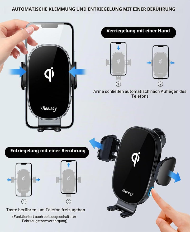 Beeasy 15W Handyhalterung Auto Mit Ladefunktion - Wireless Charger Auto Automatischer Qi Induktive L