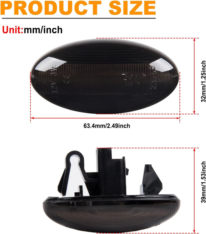 2 Stück LED Blinker Seitenblinker für Peugeot 1007 107 206 207 307 407 607 Partner Expert Citroen C1