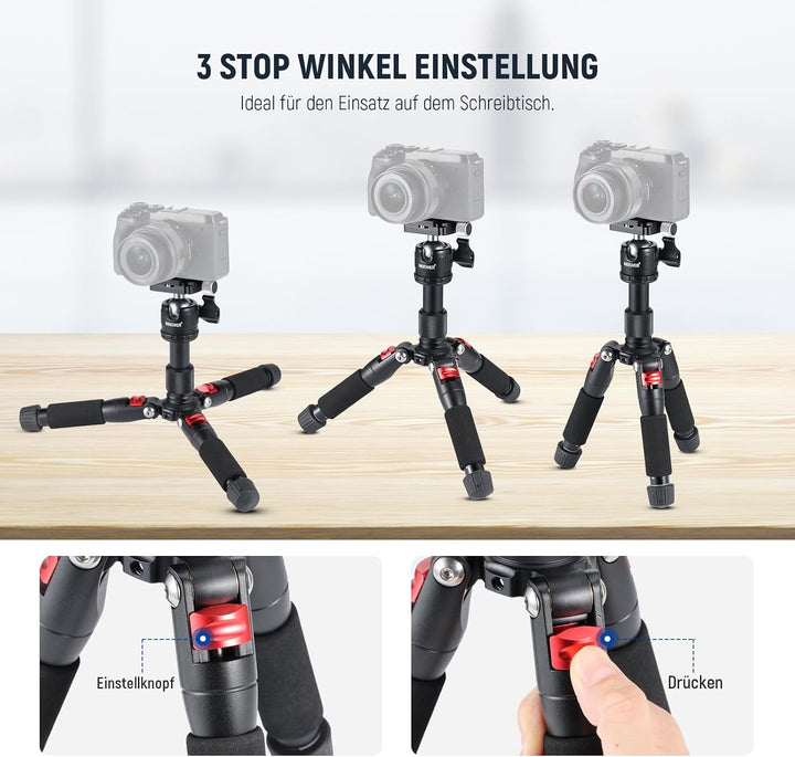 NEEWER Mini Tischstativ mit Smartphone Halter kompatibel mit iPhone &amp; DSLR Kameras für Videoaufnahme