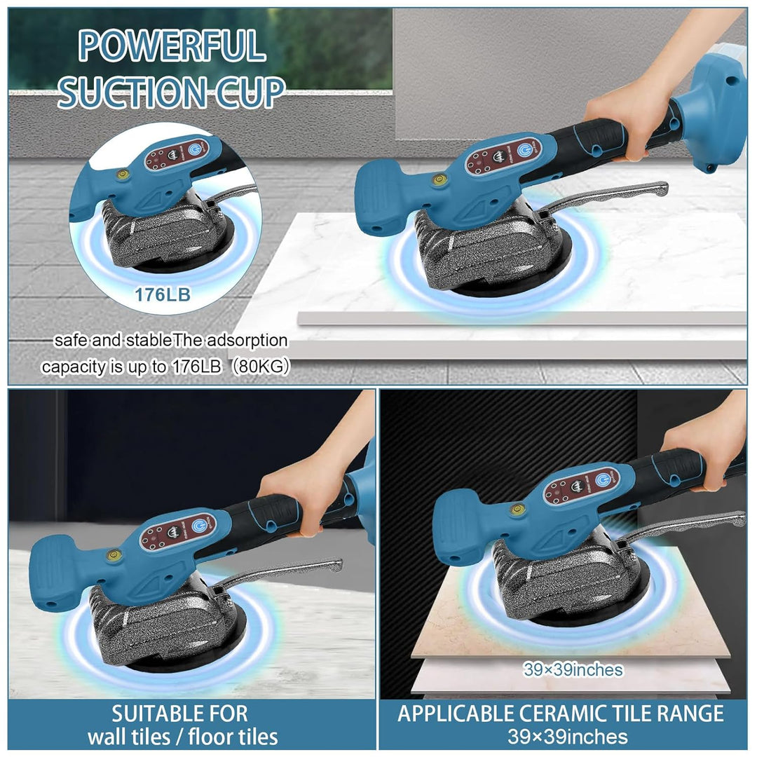 Fliesenvibrationsmaschine für Makita 18v, Fliesenleger-Vibrationsgerät mit 4,7" Saugnapf, 5 Gänge, e