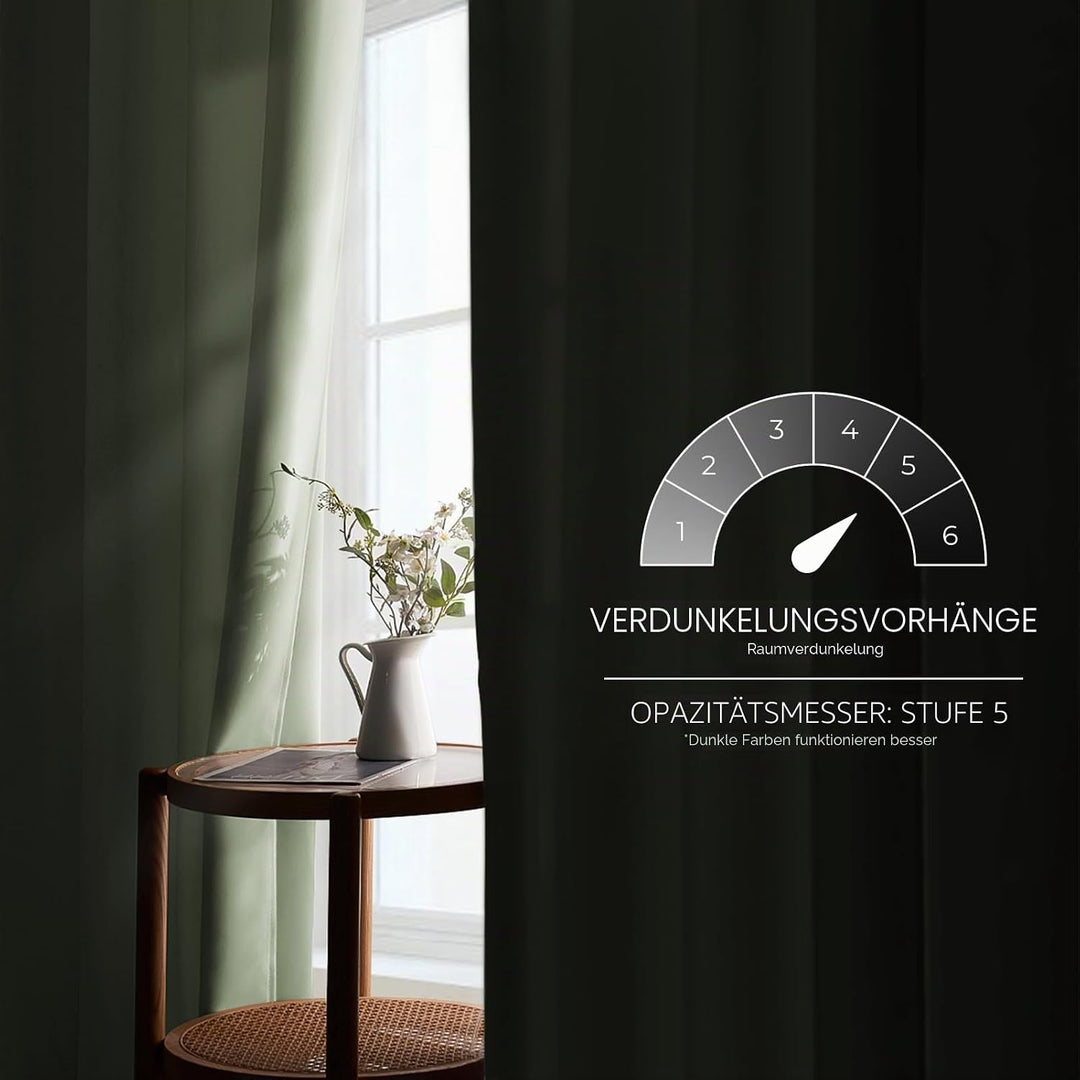 MRTREES Thermo Gardinen mit Ösen Blickdicht Grün für Küche Fenster Wohnzimmer Modern Kurz 2er Set H