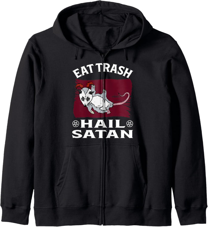 Eat Trash Hail Satanismus Okkultes Opossum Baphomet Dämon Kapuzenjacke