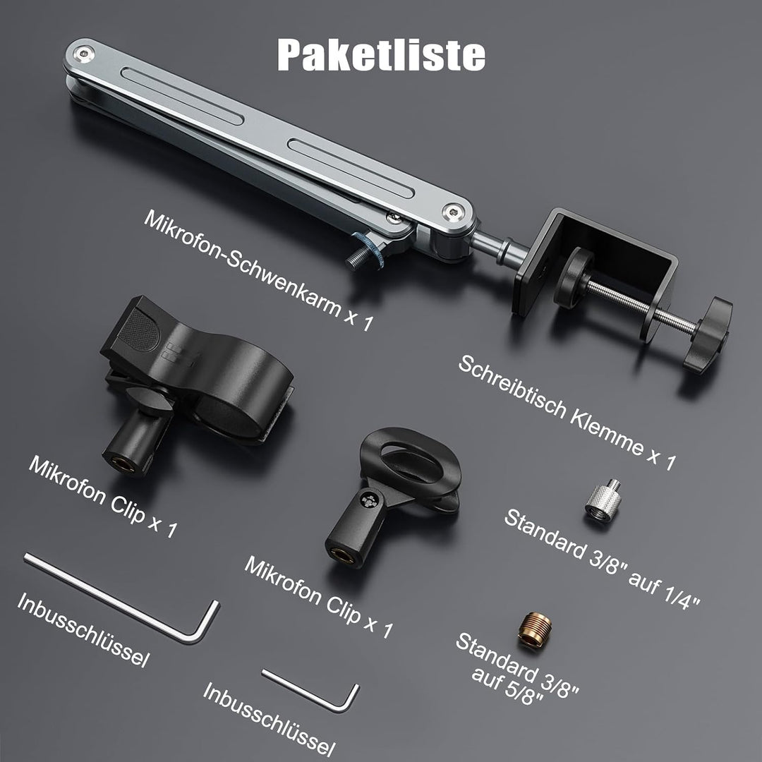 Aluminium Mikrofon Arm Tisch für Live-Streaming, Singe, Gaming | Aluminium Mikrofonständer Schreibti