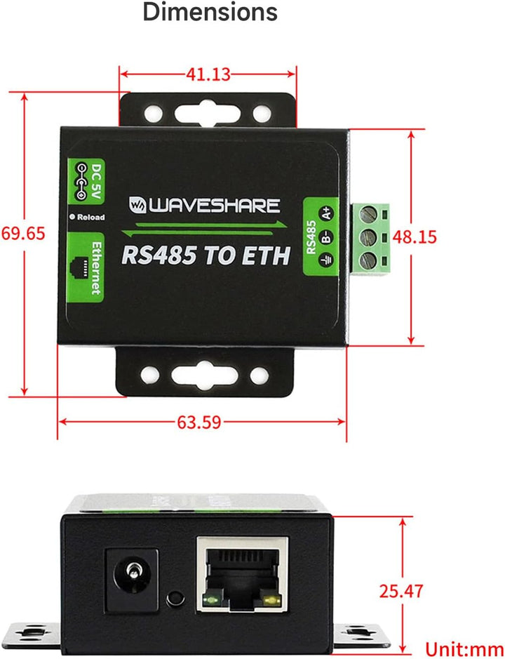 LUCKFOX RS485 to Ethernet Module, RS485 to ETH Single Serial Server, can be Used to Easily Achieve N