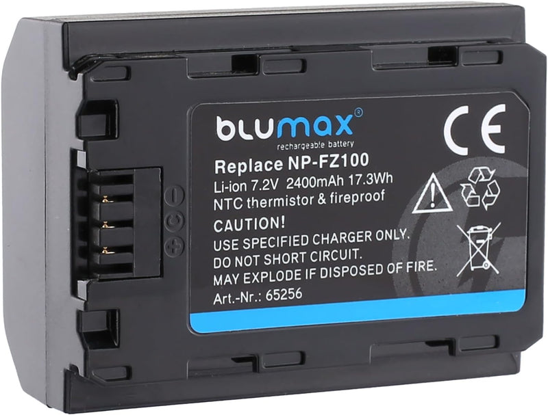 Blumax Akku ersetzt Sony NP-FZ100 | 2400mAh - für Sony Alpha Sony FX30-7 IV 7c 7RIV 7RV 7RIII ZV-E1