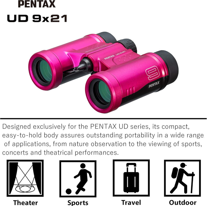 PENTAX Fernglas UD 9x21 - Pink EIN helles, klares Sichtfeld, EIN kompaktes, leichtes Gehäuse mit Dac