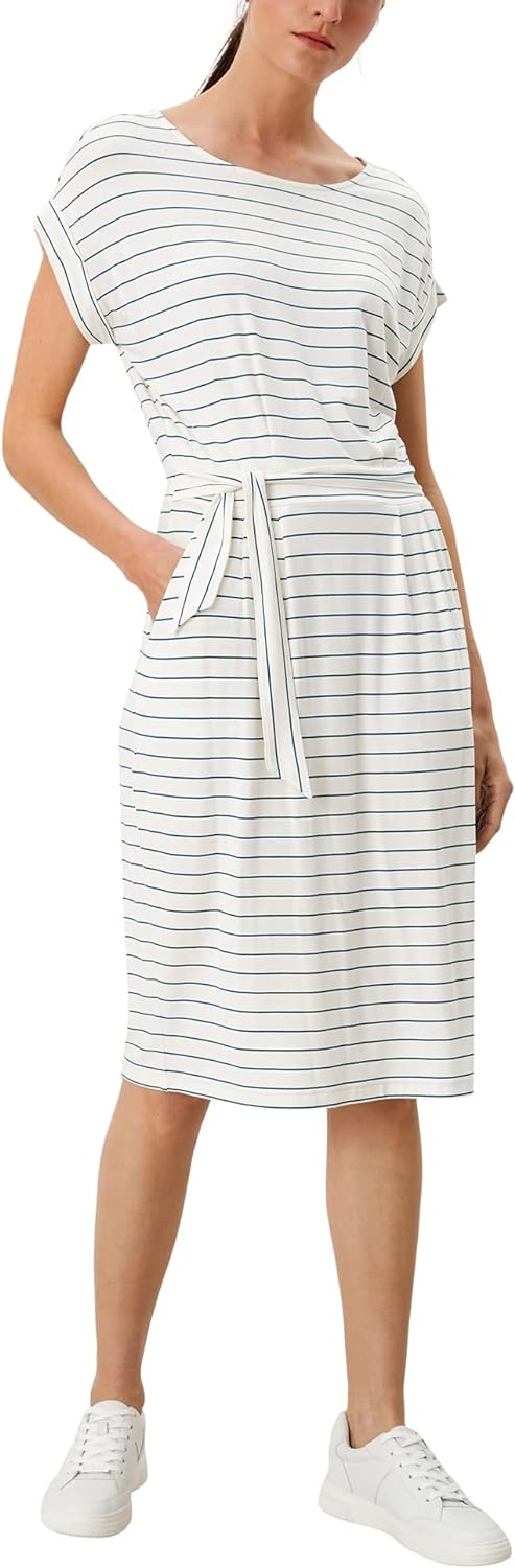 s.Oliver Damen Dress Kleid 34 Off-white Stripe (02g8), 38