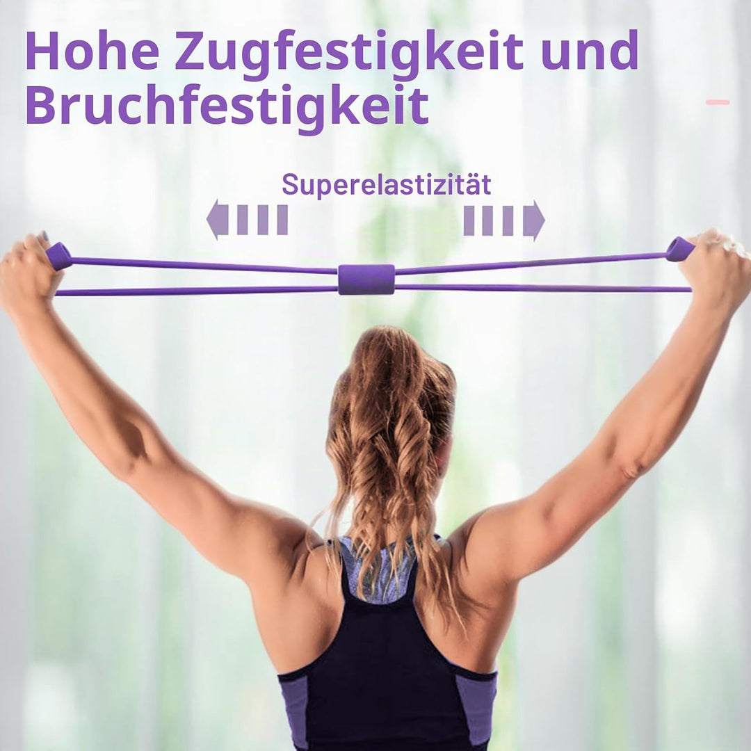Expander Fitness mit Rückentrainer und Fitnessbänder, Bauchtrainer, Sportgeräte Zuhause, 6 Tubes Gum