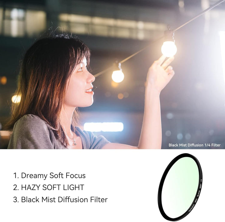 7artisans Black Mist Filter 1/4 Aluminiumlegierung, natürlicher weicher Diffusor-Effekt, weicher Fok