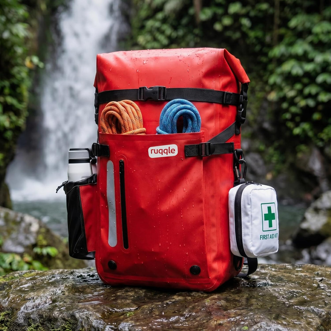 Ruqqle Wasserdichter Rucksack, vielseitig, wasserdicht Tasche, Dry Bag 20/30/45 l, mit 3 Aussentasch