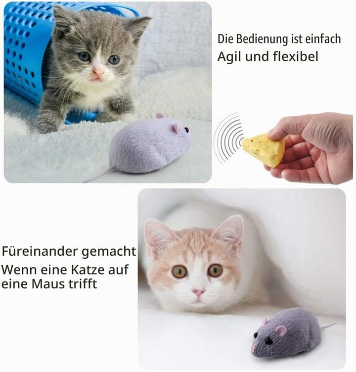 Maus mit Fernbedienung Katzen, Plüsch, elektrisch, mit Fernbedienung Käse, Katzenspielzeug