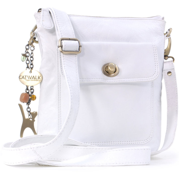 Catwalk Collection Handbags - Leder - Umhängetasche/Schultertasche - LAURA Weiss, Weiss