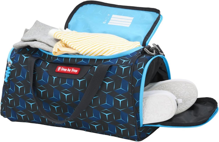 Step by Step Sporttasche „Shark Dexter“, blau, mit Nasswäschefach, Abnehmbarer Tragegurt, Verstellba