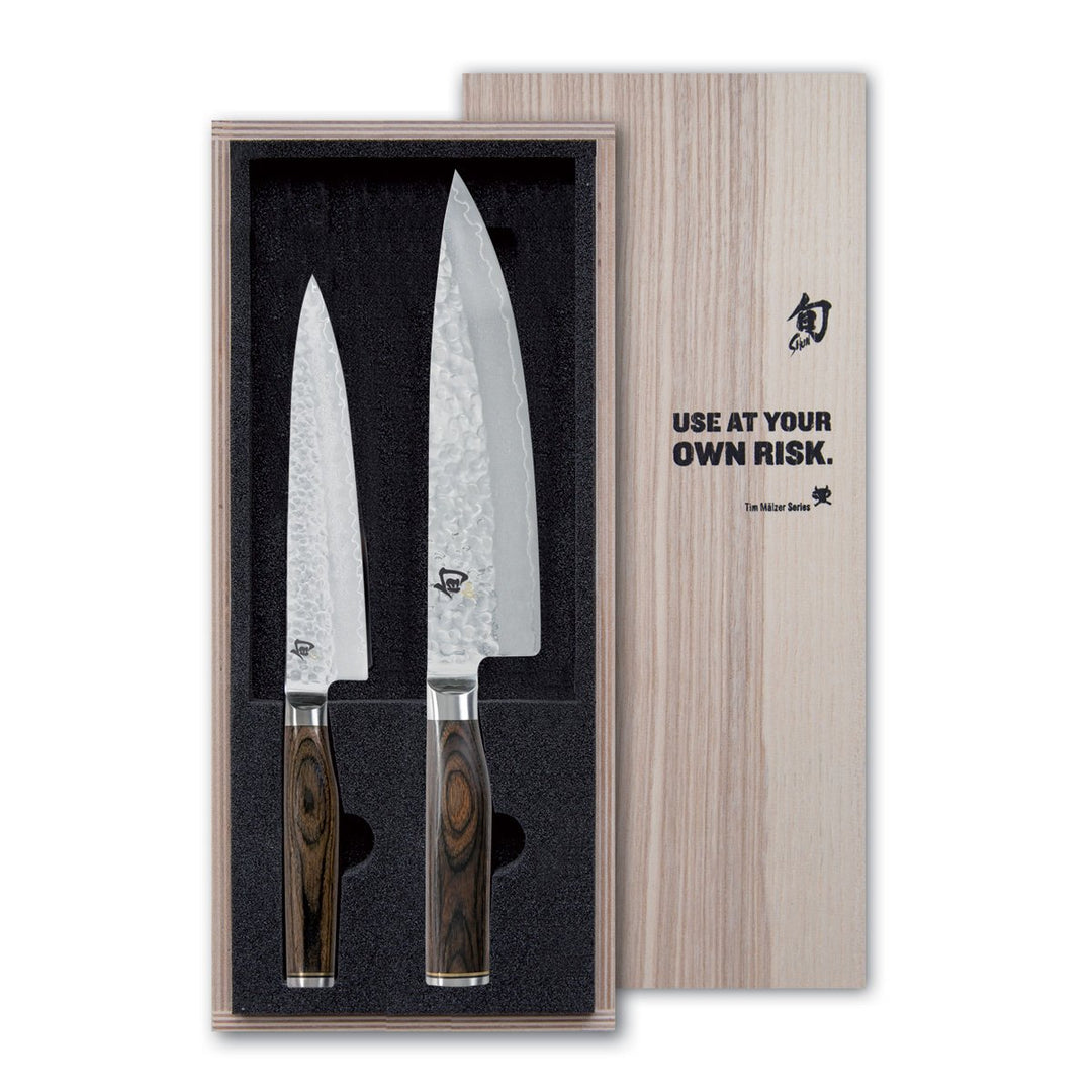 KAI Shun Premier Tim Mälzer japanisches Kochmesser 2er Set - Kochmesser 20 cm Klingenlänge + Allzwec