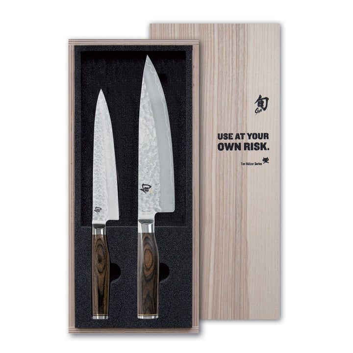 KAI Shun Premier Tim Mälzer japanisches Kochmesser 2er Set - Kochmesser 20 cm Klingenlänge + Allzwec