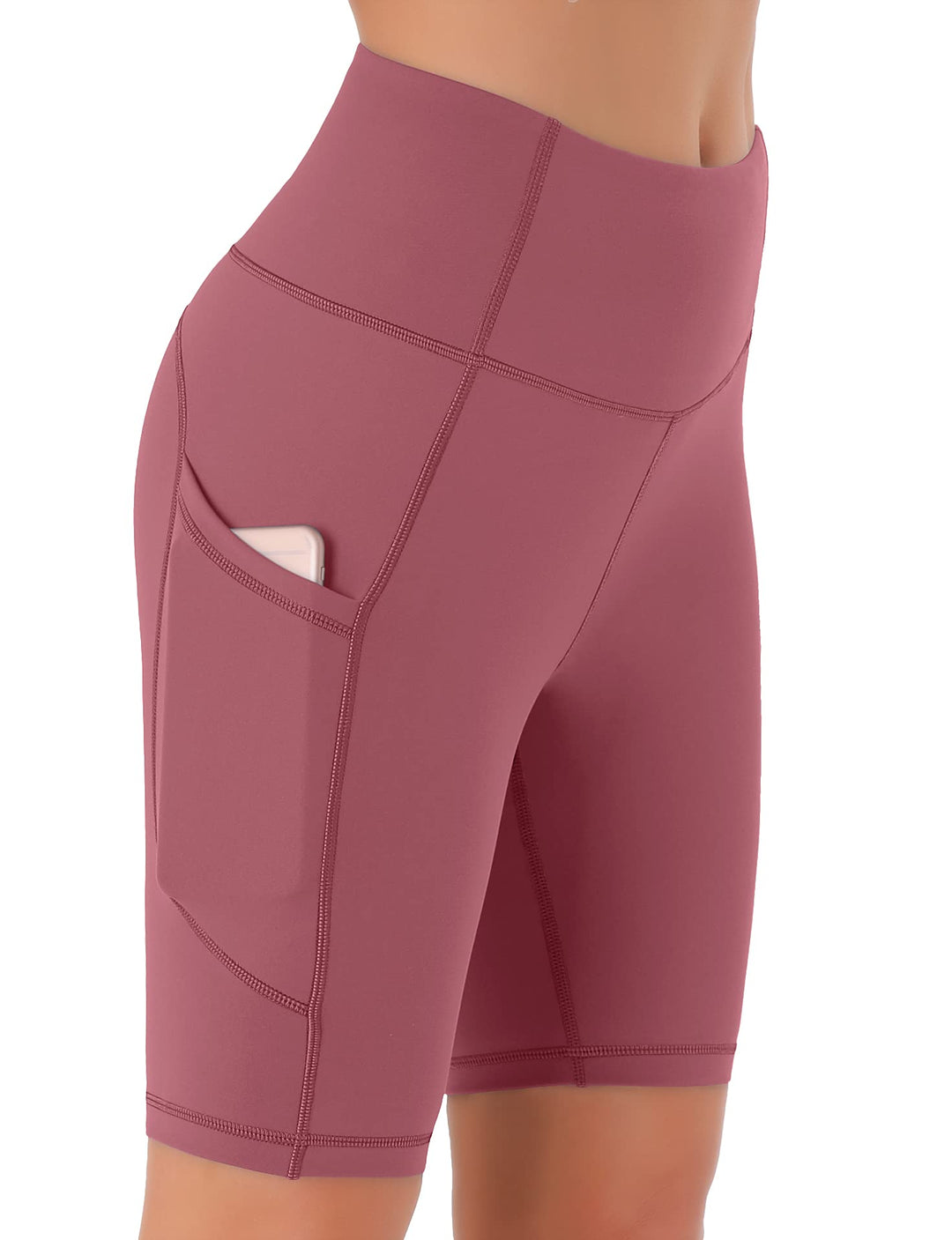Persit Damen Kurze Leggings, Blickdicht Radlerhose mit Taschen XS Dustyrose, XS Dustyrose