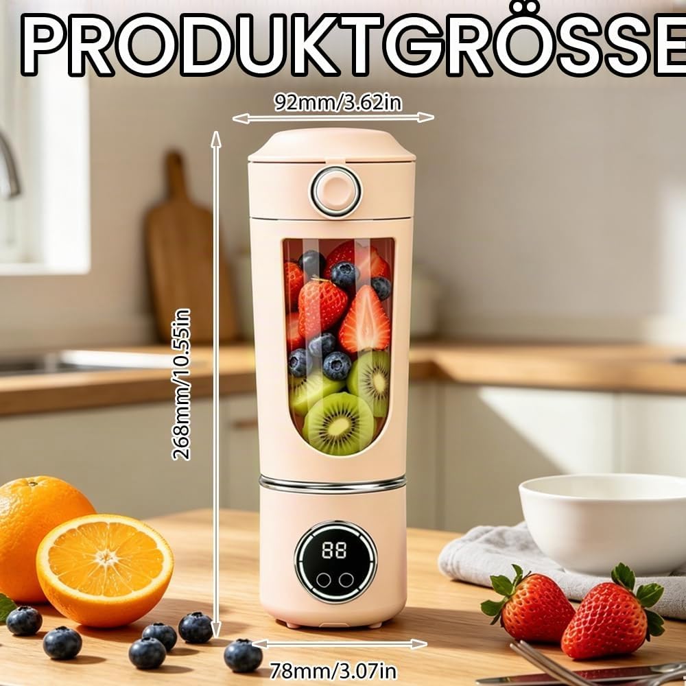 Tragbarer Mixer 700ml, Wiederaufladbar Mini Mixers with Digital Display, Mixer to Go for Milkshakes,