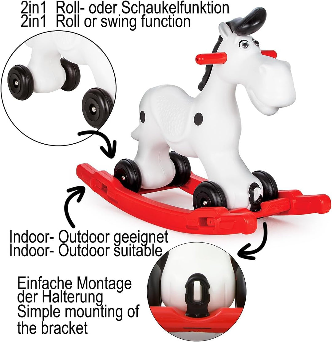 JAMARA 460275 Bob Gallop – 2in1 Schaukelpferd mit Kufen und Rollen, Leichter Umbau, Robuster und Wet