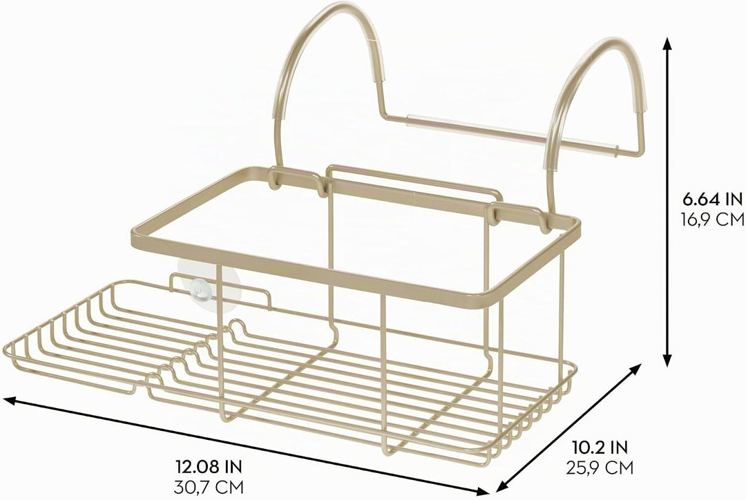 iDesign Badewannenablage, kleine Badablage zum Einhängen über der Wanne aus Metall, Badewannenregal