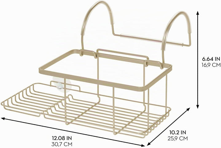 iDesign Badewannenablage, kleine Badablage zum Einhängen über der Wanne aus Metall, Badewannenregal