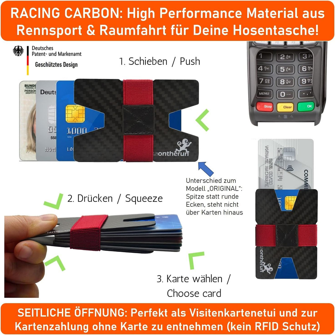 Premium Kartenetui aus stabilem Carbon – 1 bis 16 Karten & Geldscheine – Slim Wallet Portemonnaie, k