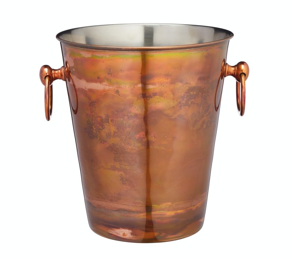 BarCraft Champagner-Eimer, Edelstahl-Weinkühler-Halter mit Kupfer-Finish, 4,9 Liter Fassungsvermögen