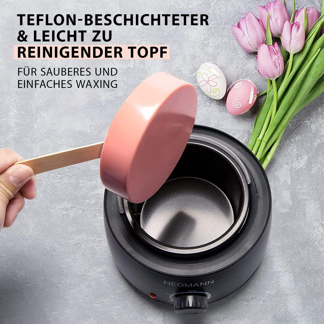 NEOMANN Waxer II Waxing Kit, Haarentfernungs-Wachswärmer mit elektrischem Heiztopf | Profi-Set mit 3