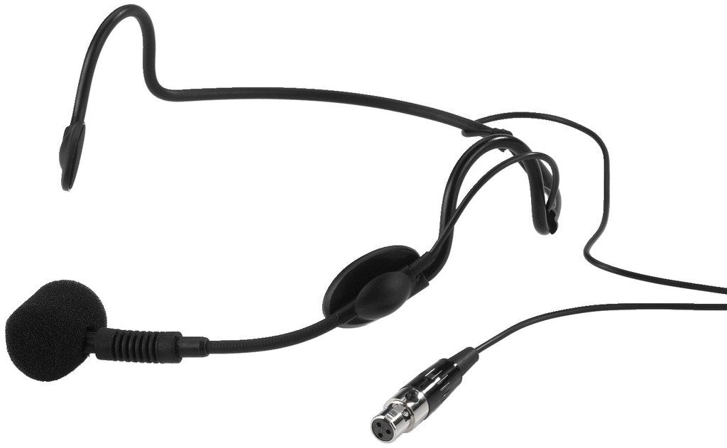 MONACOR 234070 HSE-90 Elektret-Kopfbügelmikrofon mit Schwanenhals, schwarz