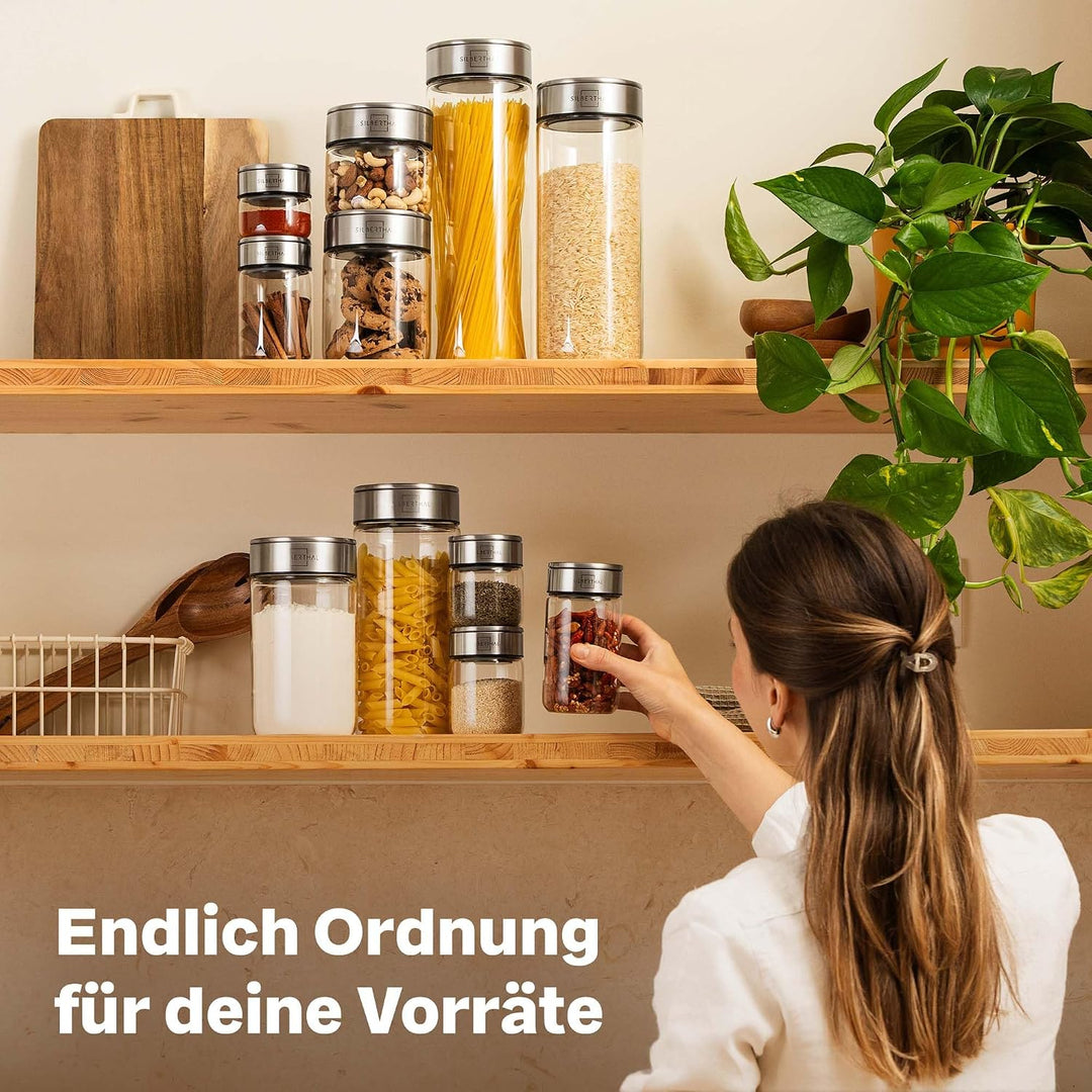 SILBERTHAL Vorratsdosen Glas mit Deckel 400 ml - Vorratsgläser für luftdichte &amp; auslaufsichere Aufbe