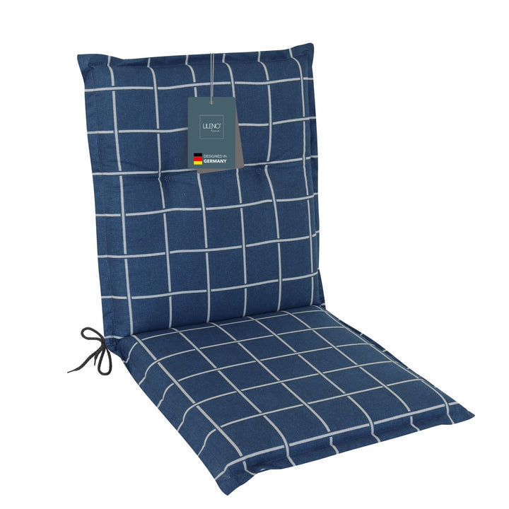 LILENO HOME Gartenstuhl Auflagen als [1er Set - Niedriglehner] in Yacht-Karo Dunkelblau - Bequeme Li