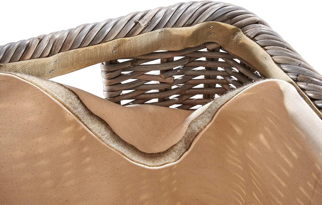 Kobolo Holztrage aus Rattan | Kubu Grey | 55x39x30 cm | handgeflochtener Aufbewahrungskorb mit Griff