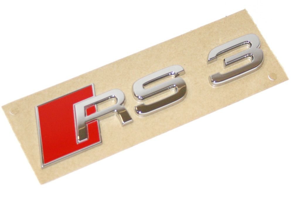 Original Audi RS3 Schriftzug Logo Emblem Chrom Rot Zeichen selbstklebend