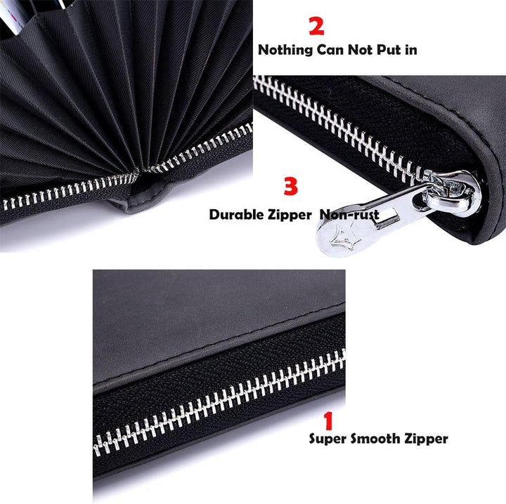 boshiho RFID-blockierendes Kreditkartenetui mit 24 Fächern, echtes Leder, mehrere Karten, Organizer,