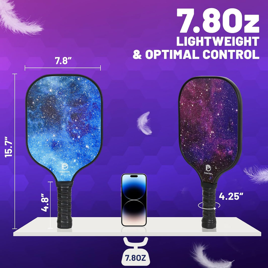 DULCE DOM Pickleball Schläger Set 4er mit 4 Bällen und Tasche Blau Violett*4, Blau Violett*4