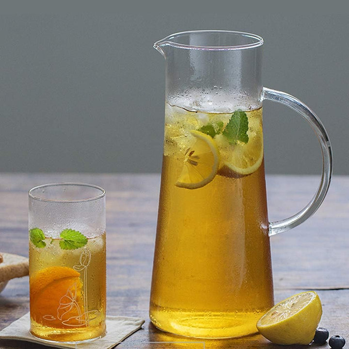 1,5 Liter Wasser Pitcher Obst Wasserkrug mit Edelstahl Deckel und Glas Teekanne mit Infuser 1500ML W