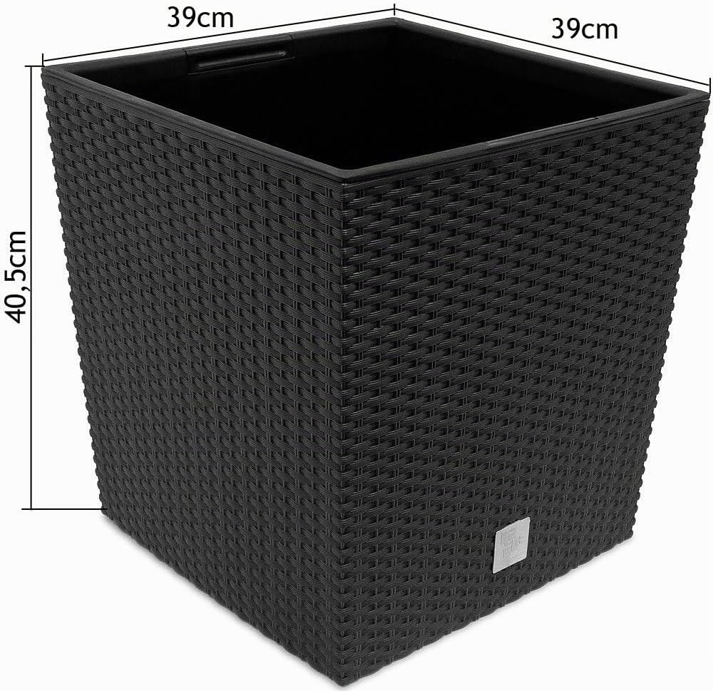 Deuba Blumentopf 64L Innentopf Mit Griffen Wetterfest Rattanoptik Innen- Und Aussenbereich Übertopf