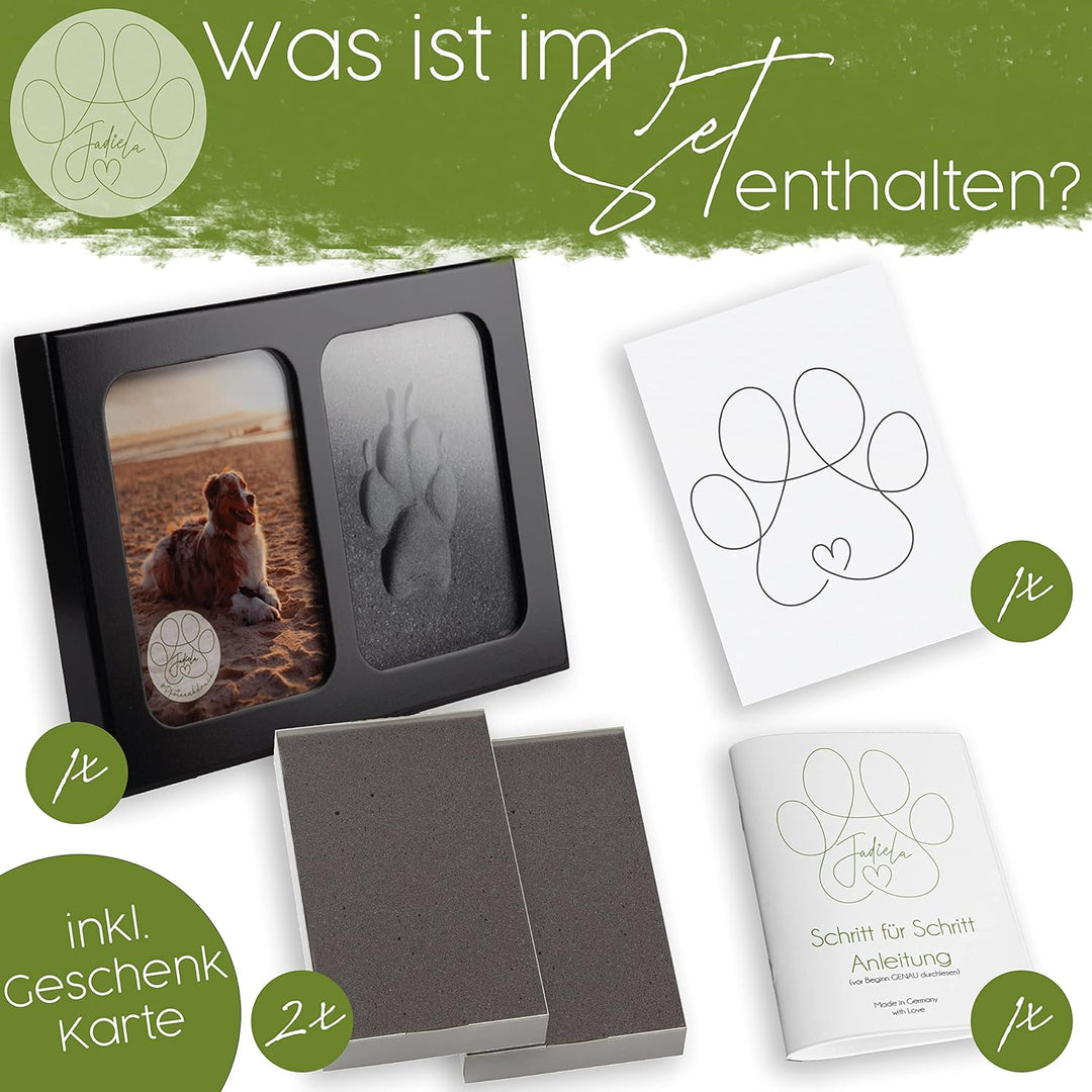 Jadiela Pfotenabdruck Set Hund oder Katze 3D Bilderrahmen Abdruck Hundepfote Geschenk Hund, Pfotenab