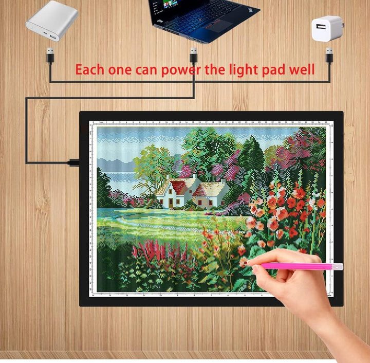 WELZK Leuchttisch A3, 42×32CM Grosse Light Pad. Seitliche Tasten, 9 Stufige Dimmung Lichtplatten für
