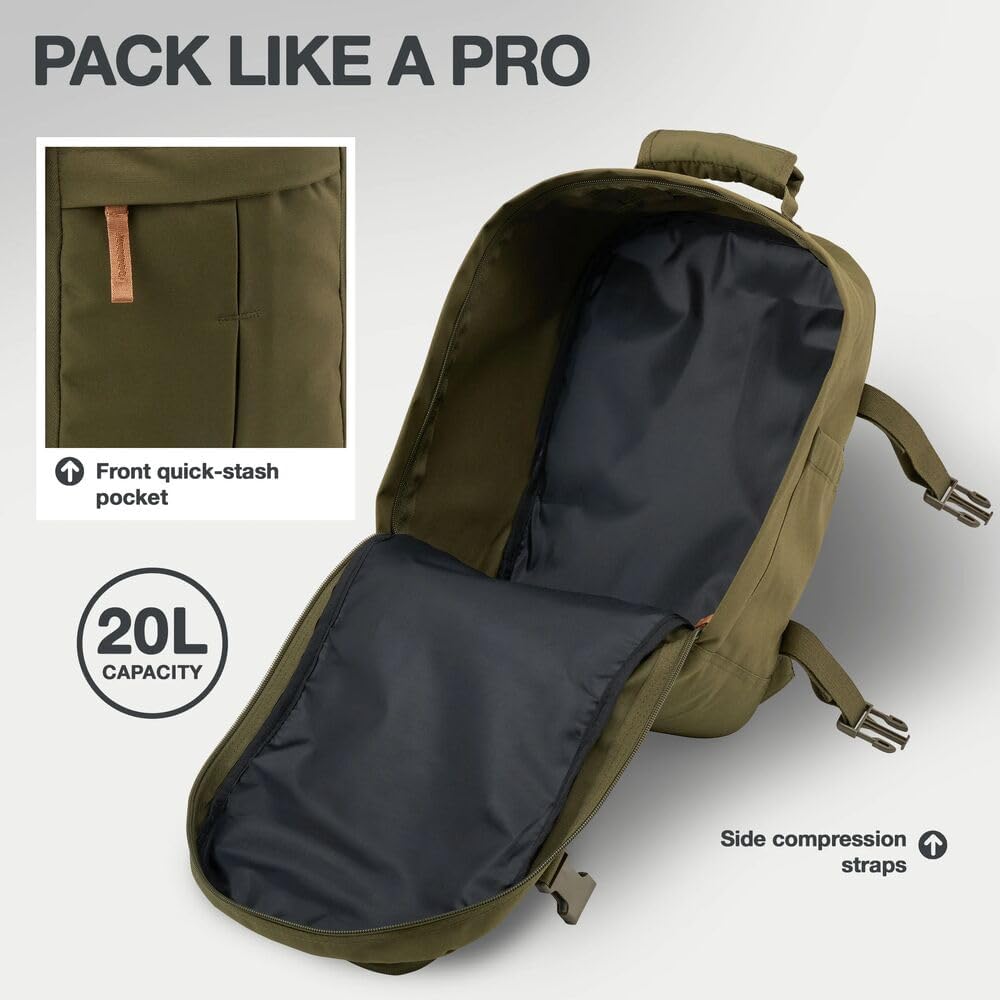 Cabin Max Reiserucksack, 40 x 20 x 25 cm, für Handgepäck – Rucksack mit niedrigem Sitz, geeignet für