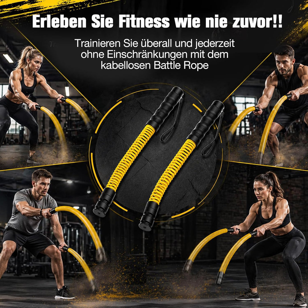 Battle Rope Ohne Seil mit Gewichtsringen – Verstellbare Battle Ropes (50-70 lbs) für Zuhause, Leise