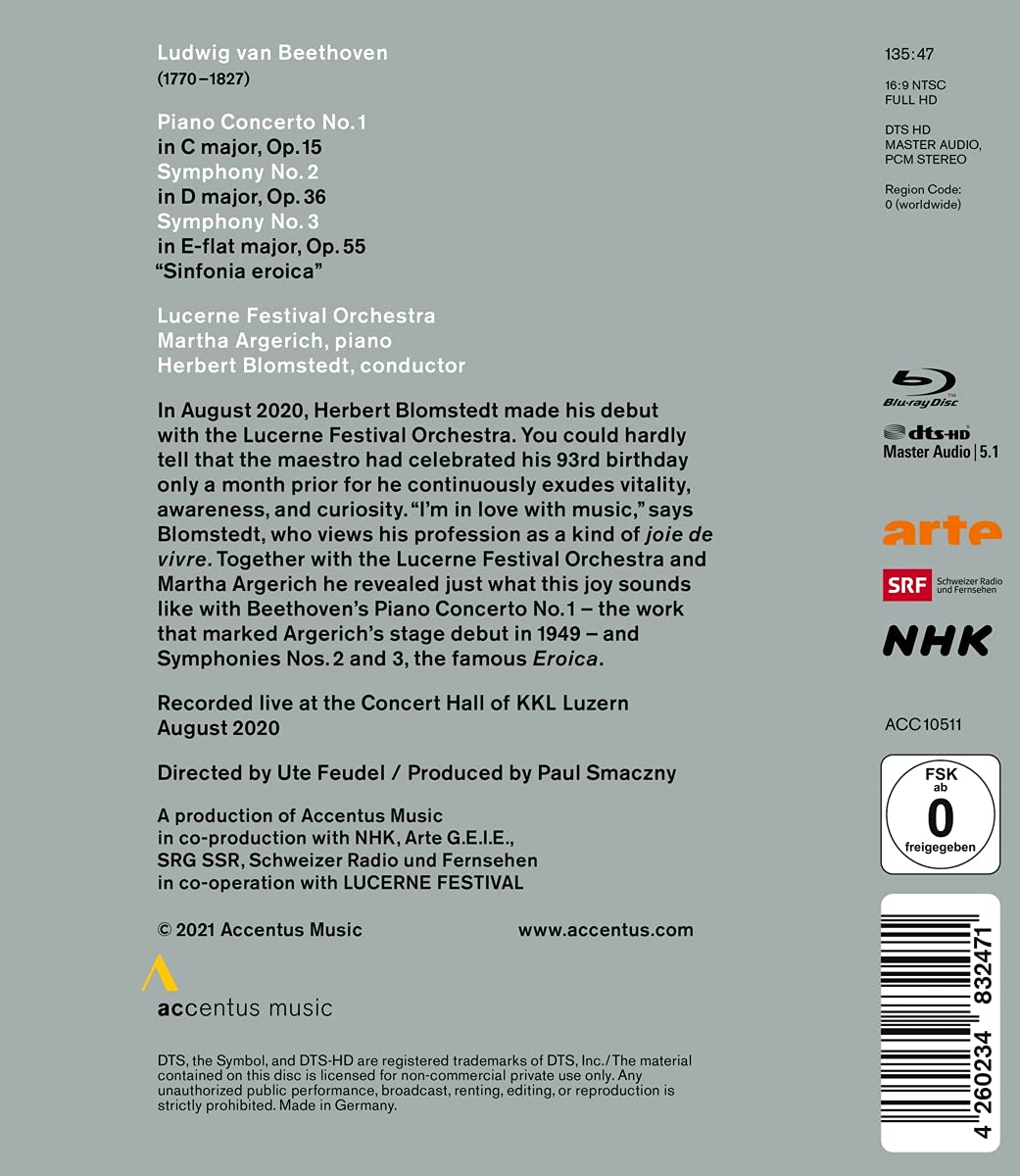 Beethoven: Klavierkonzert Nr.1 [Martha Argerich; Lucerne Festival Orchestra; Herbert Blomstedt; Live