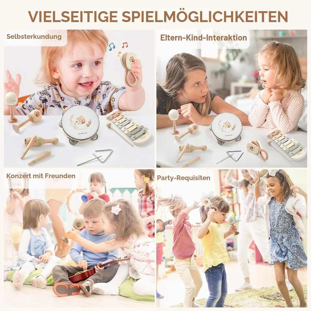 OESSUF Musikinstrumente für Kinder ab 1 Jahr, Montessori Spielzeug Baby ab 1 2 3 Jahr Xylophone Tamb