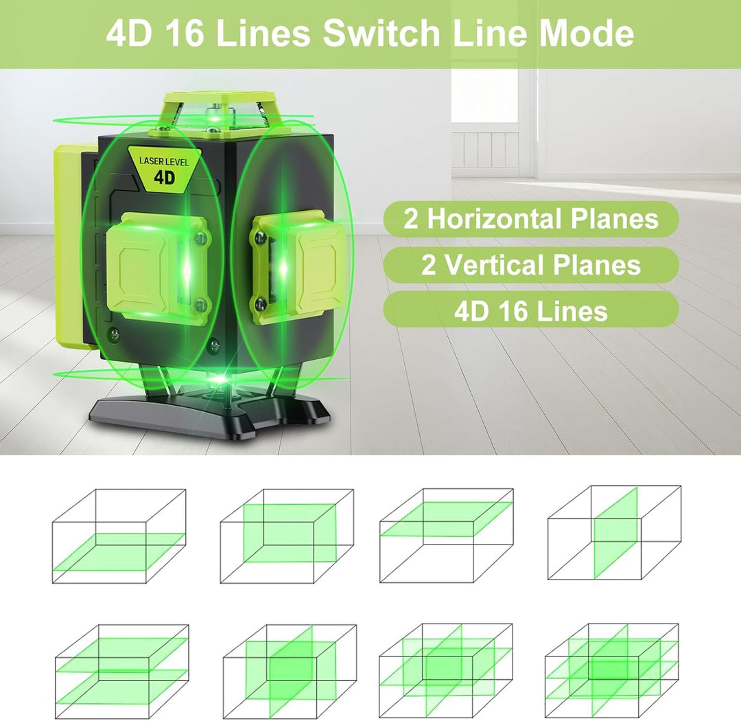 Kreuzlinienlaser Grün 16 Linien Nivellierlaser, 4 x 360 ° Laser wasserwaage, linienlaser kreuzlaser