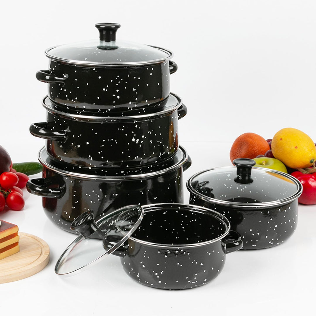 Liwankaqi Antihaft Keramik Topfset 16/18/ 20/22/ 24cm mit Glasdeckel, Töpfe Set für Verschiedene Her
