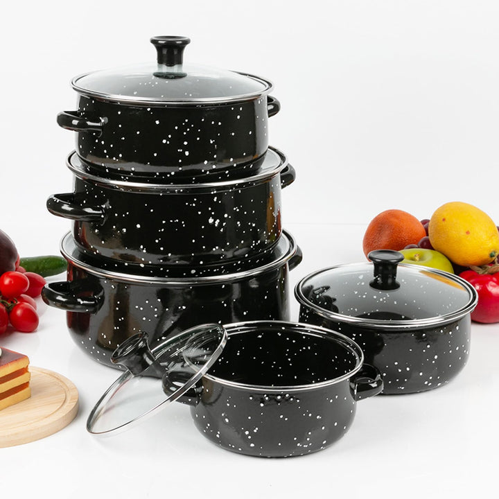Liwankaqi Antihaft Keramik Topfset 16/18/ 20/22/ 24cm mit Glasdeckel, Töpfe Set für Verschiedene Her