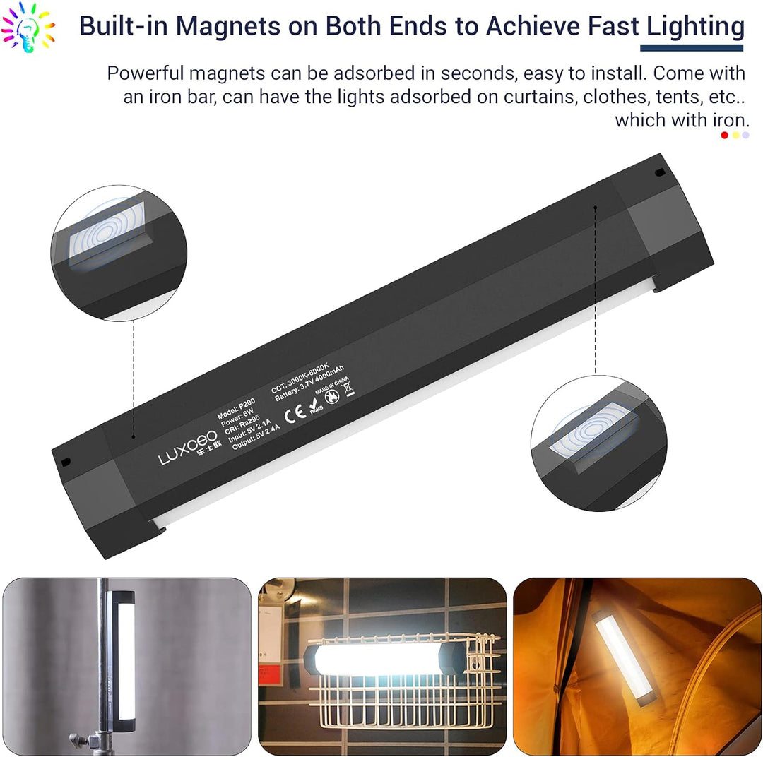 LUXCEO P200 LED Videoleuchte Leuchtstab Handheld Fotografie Licht Wasserdichtes 200-mm RGB Röhrenlic